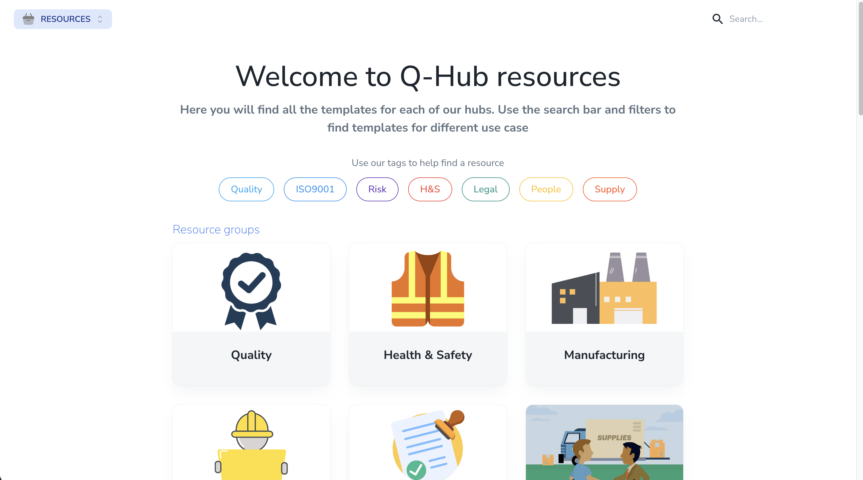 Q-Hub document template library for standardised content